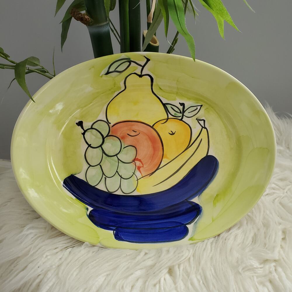 Miso Superstone Italian Hand Painted Fruit Motif Serving Plate